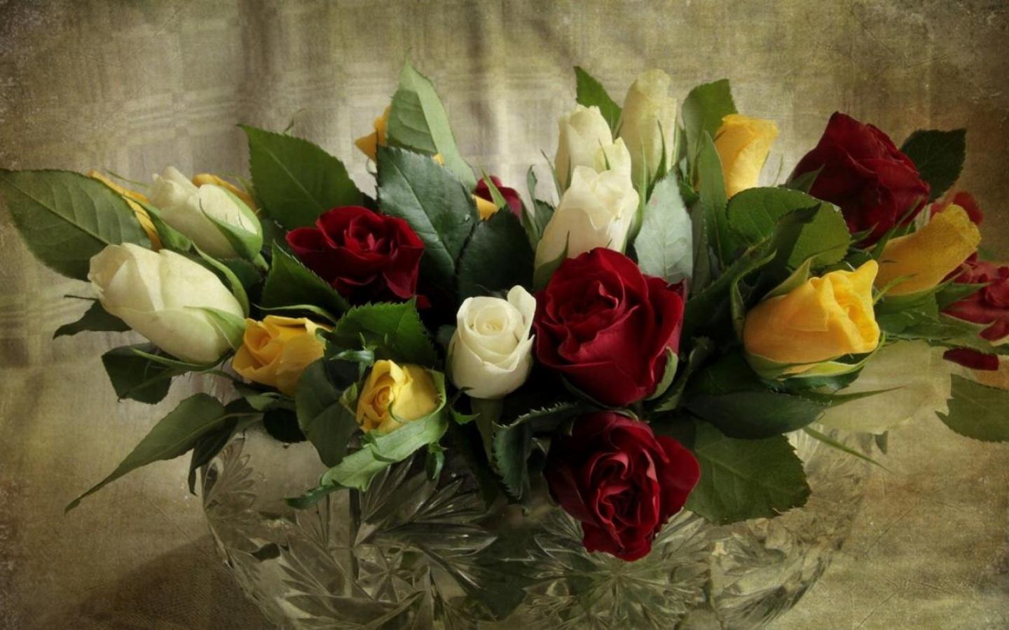 Roses in Crystal Bowl Image Abyss