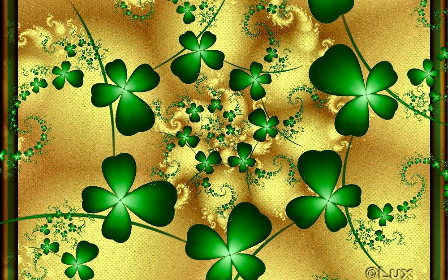 Green and Gold Four Leaf Clover Nail Design - wide 3