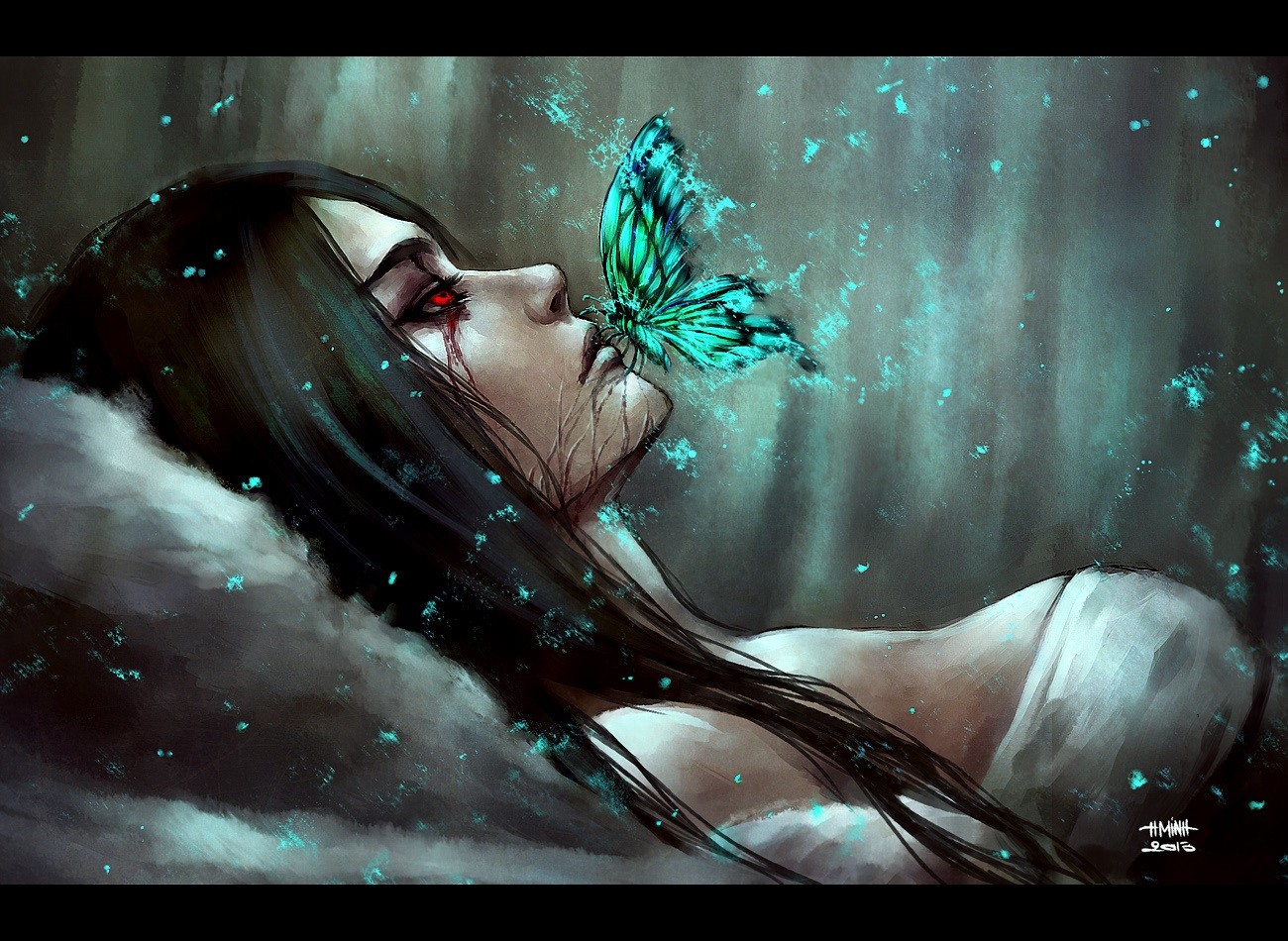 fairy kissing butterfly sketch