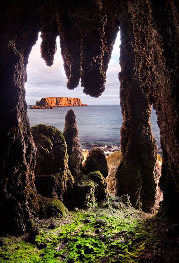 Cave with a View of Sheep Island at Larrybane on the Antrim 