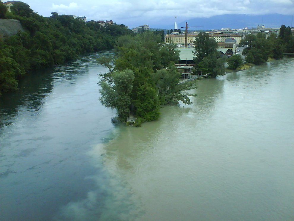 Confluence of two rivers in Geneva, Switzerland Image Abyss