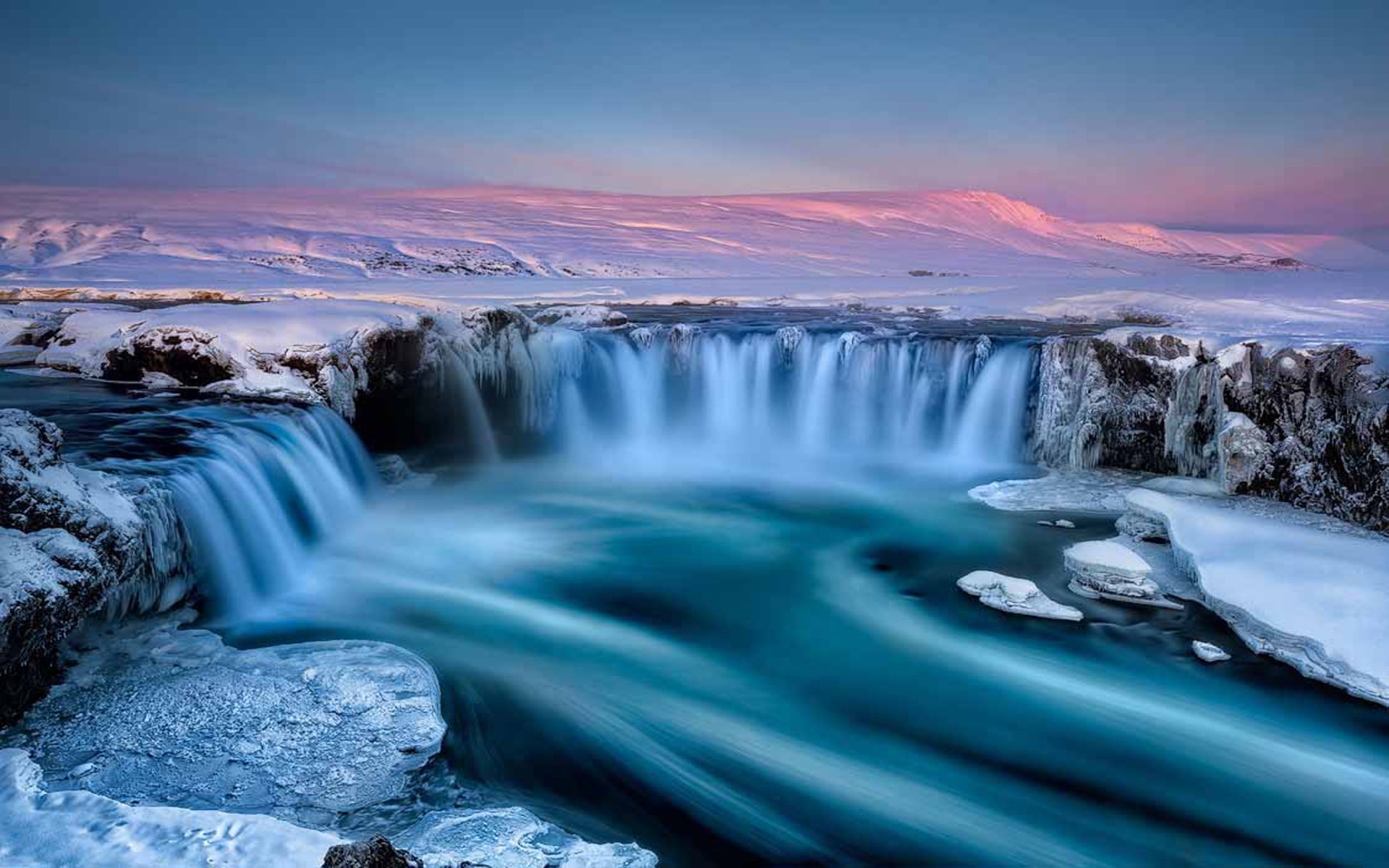 Download Iceland Ice Winter Waterfall Goðafoss Earth Nature Image