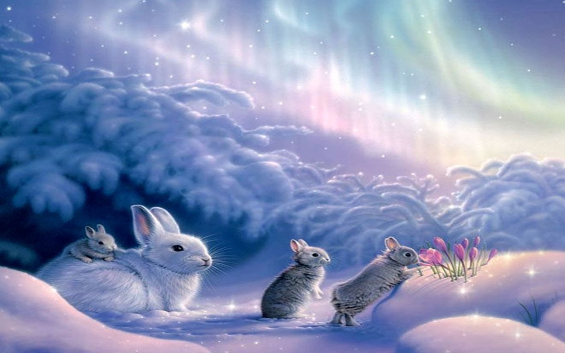 Bunnies in the Snow.