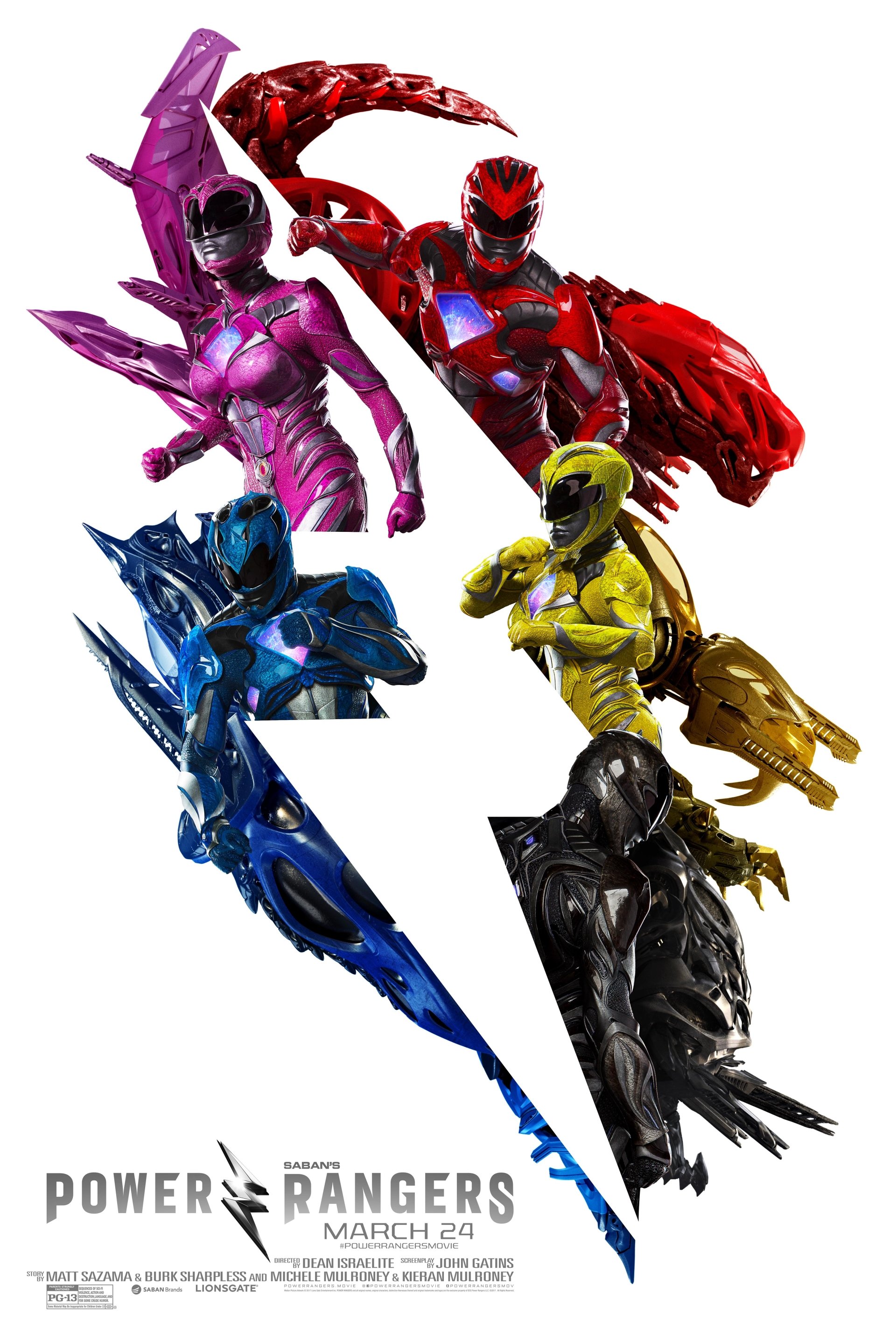 poster Power Rangers Black Ranger Yellow Ranger Pink Ranger Blue Ranger Red Ranger movie Power Rangers (2017) Image