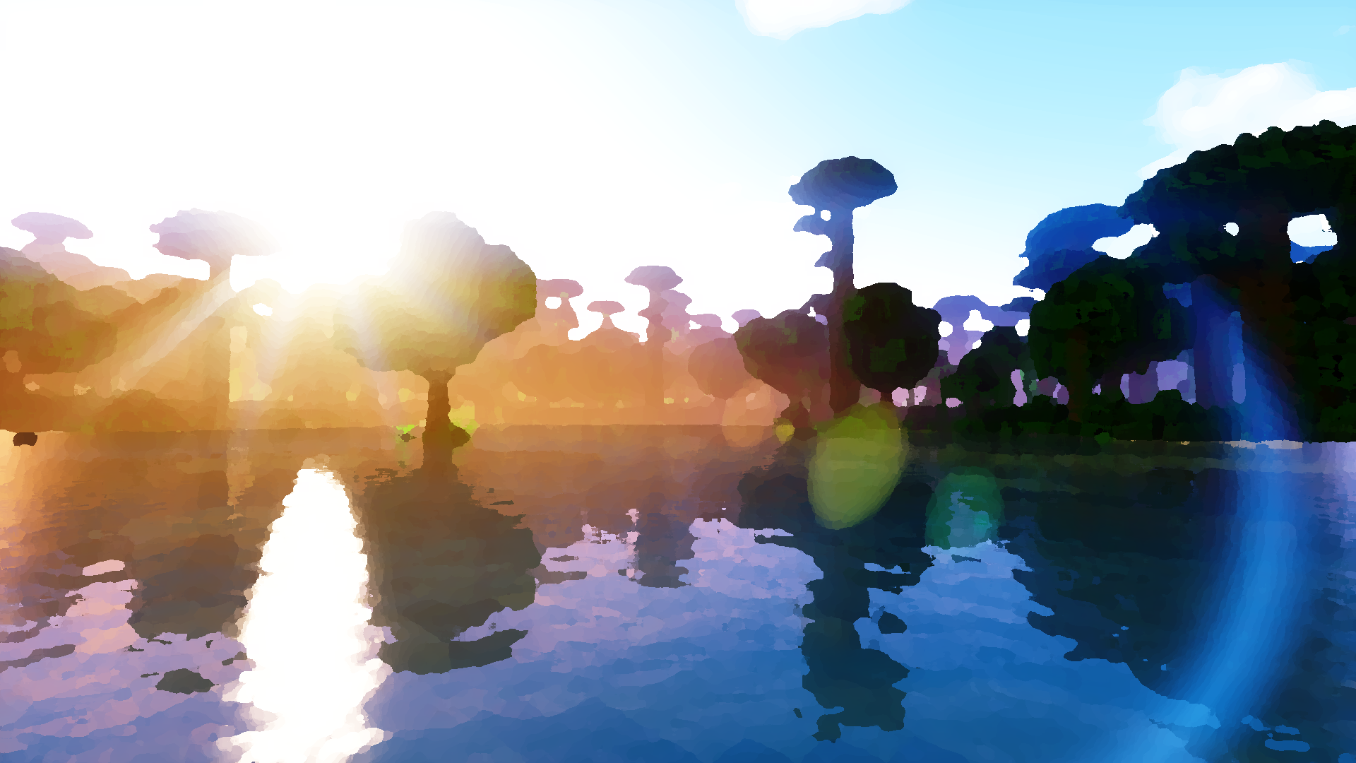  Minecraft Jungle Sunset Oil Painting