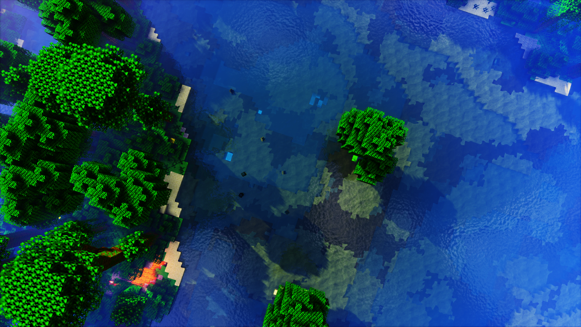 Download Lava Reflection Tree Lake Jungle Video Game Minecraft Image