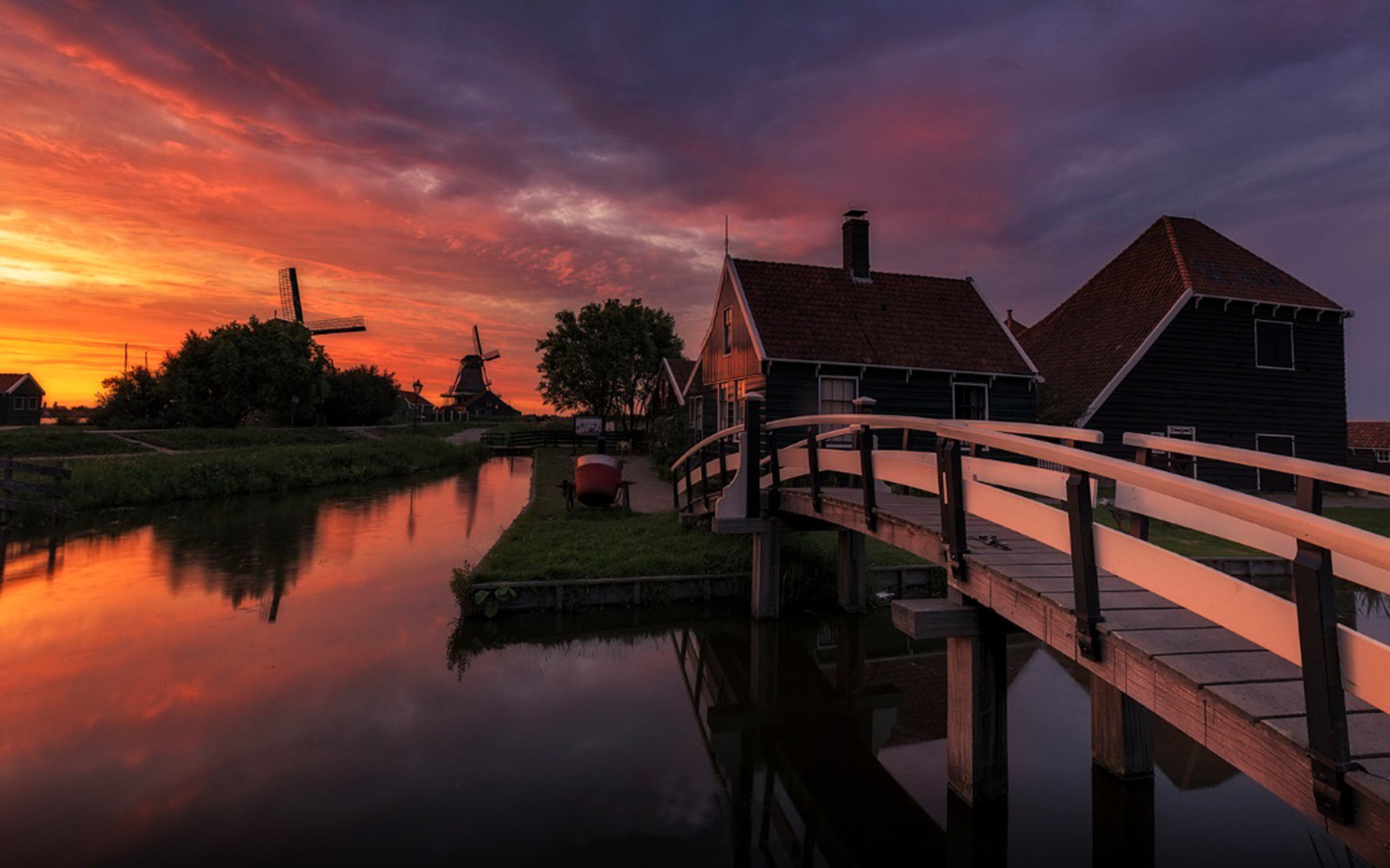 Farm in the Netherlands at Sunset