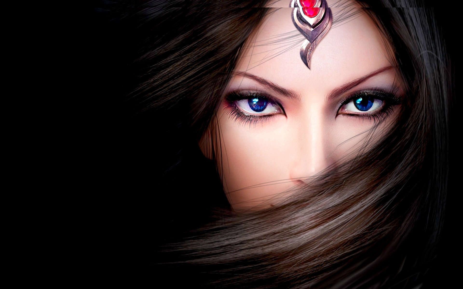 bindi blue eyes face fantasy woman Image