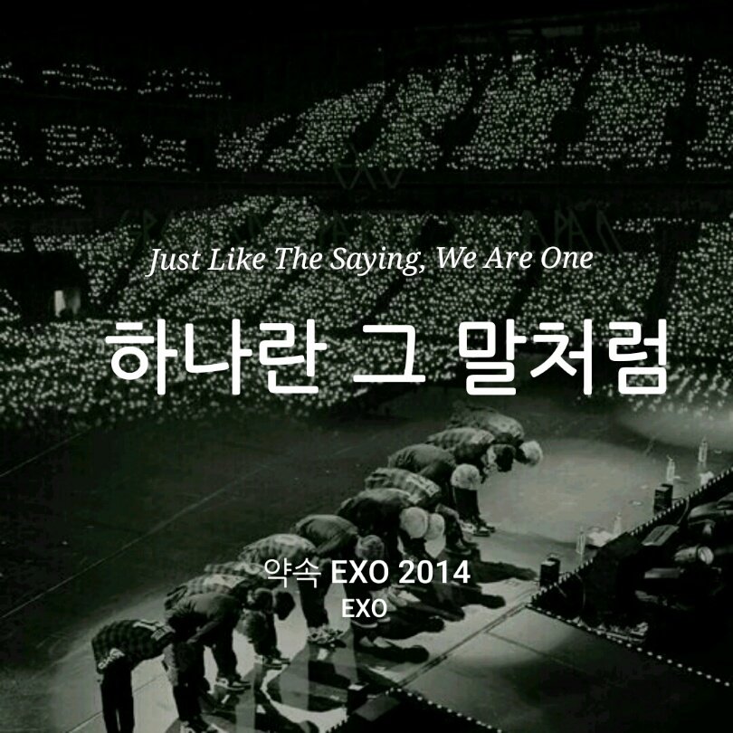 Music concert: performers bowing onstage as thousands of lightsticks fill the arena, with large on-screen text reading EXO 2014.