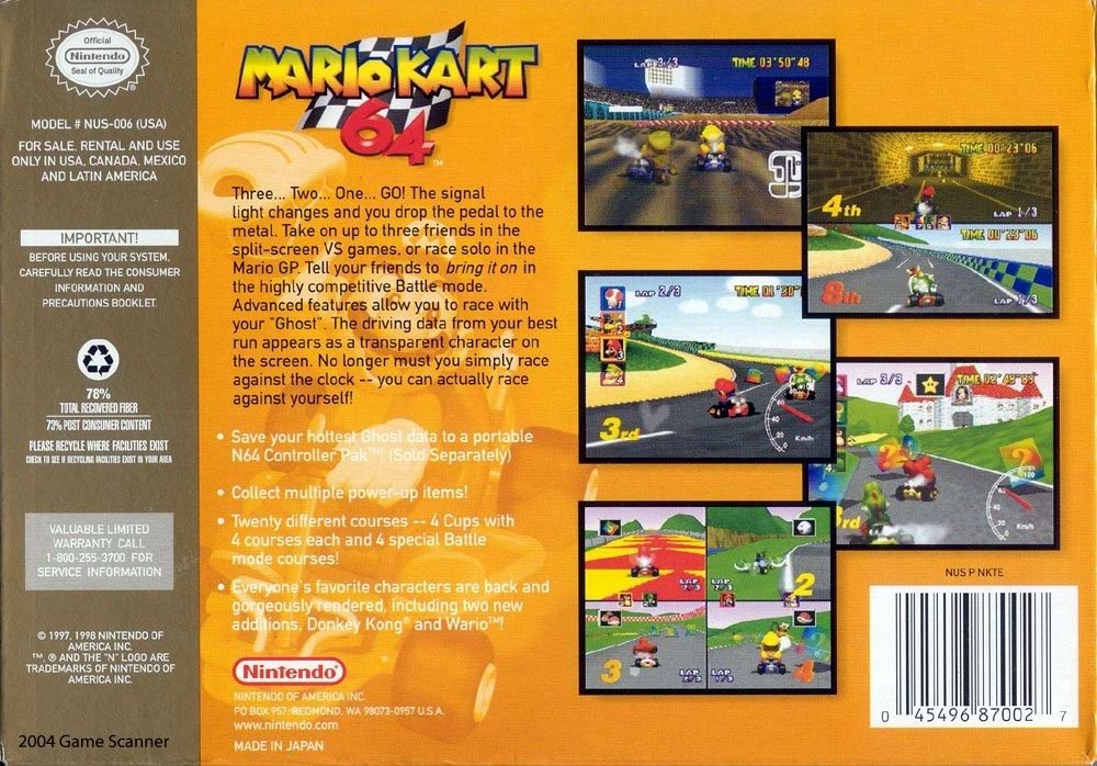 super mario kart 64 box art