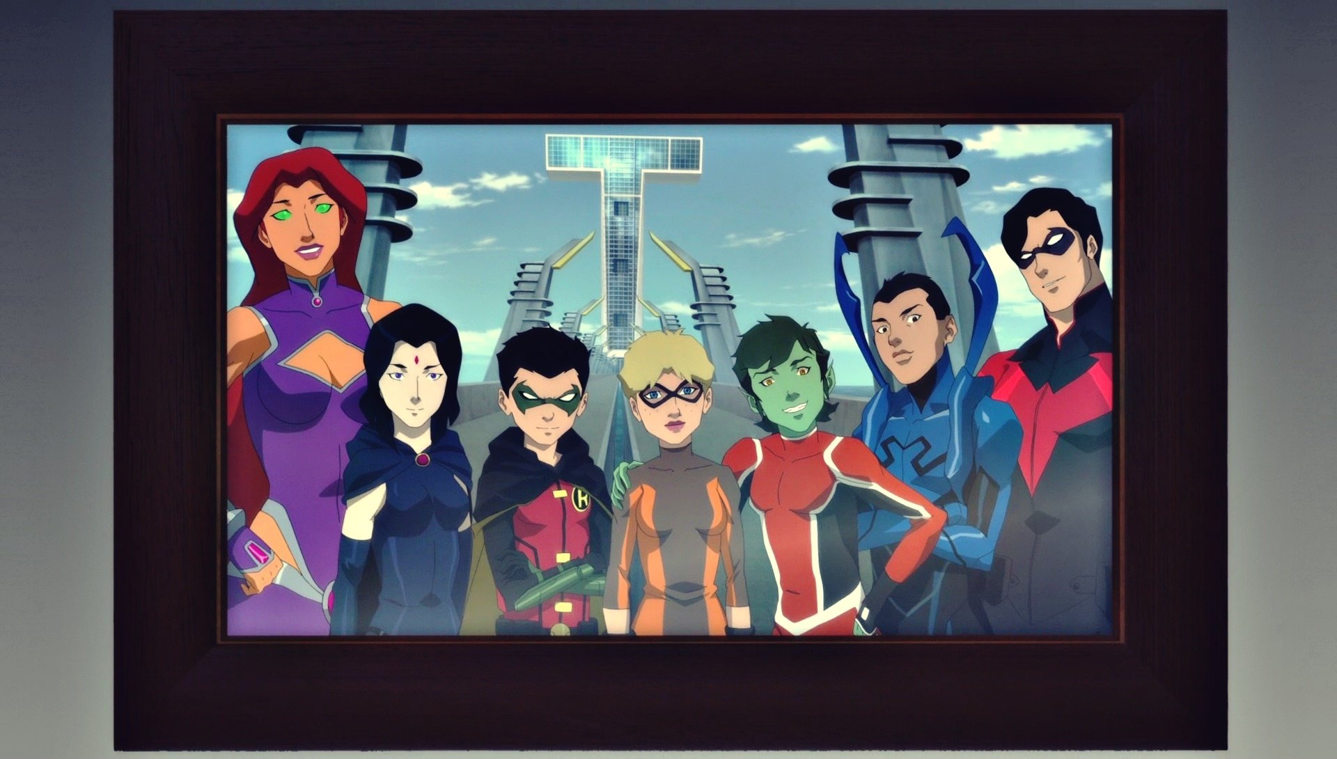 Garfield Logan Blue Beetle (DC Comics) Jaime Reyes Robin (DC Comics) Terra (DC Comics) Raven (DC Comics) Beast Boy Starfire (DC Comics) Dick Grayson Damian Wayne Teen Titans movie Teen Titans: The Judas Contract Image