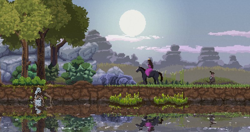video game pixel art landscape horse Kingdom: Classic Image