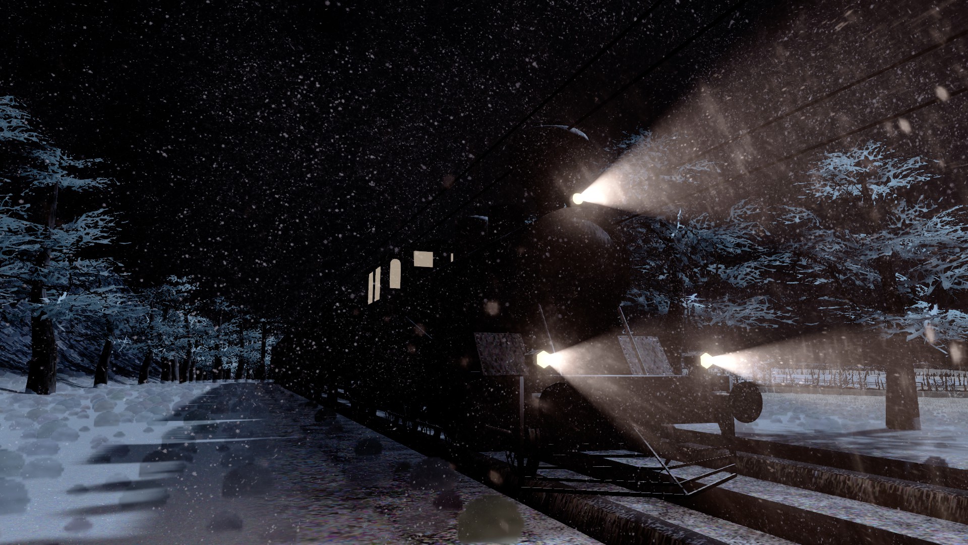 Зимний ночной поезд