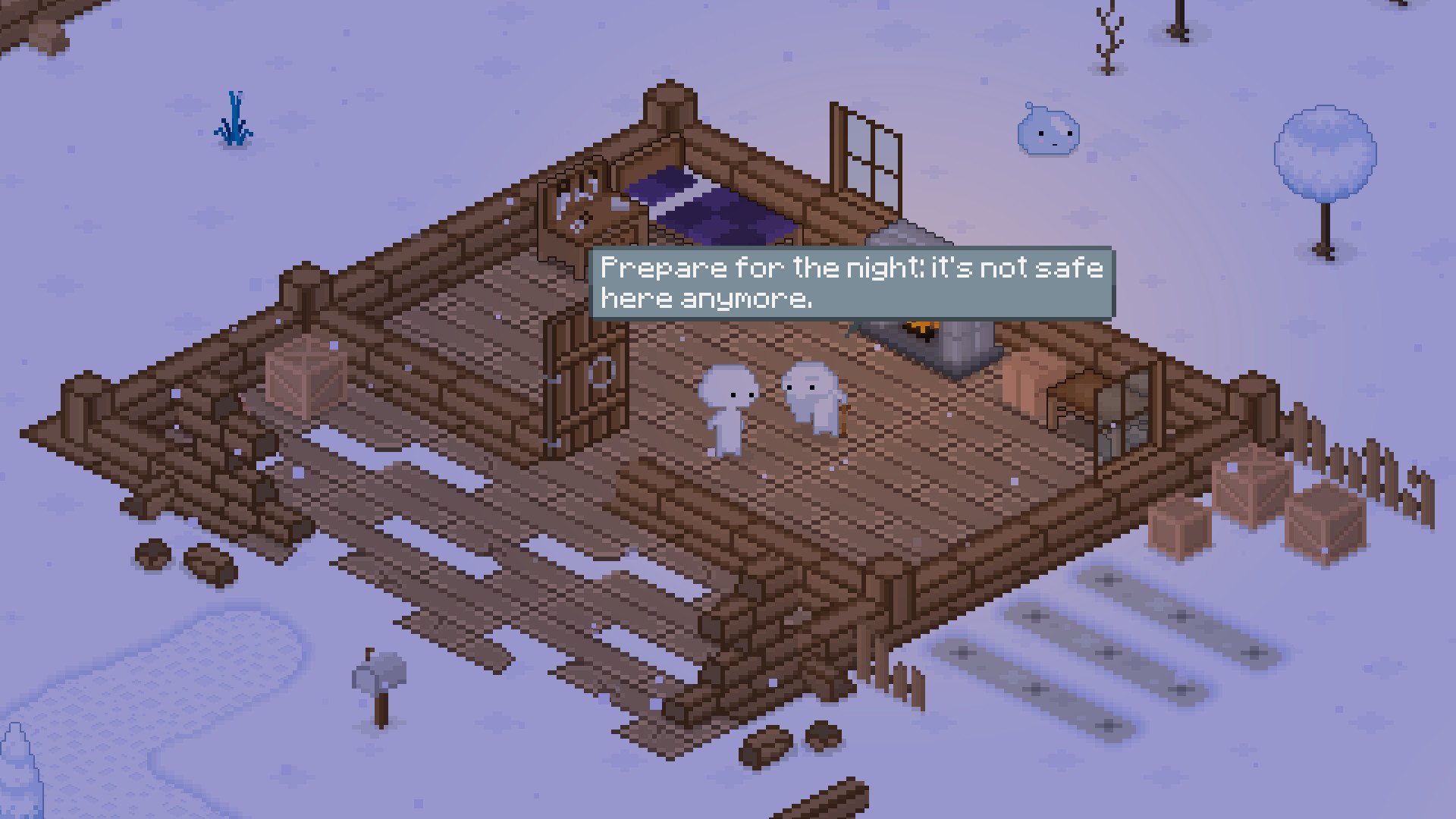video game Feel The Snow winter cabin characters Image