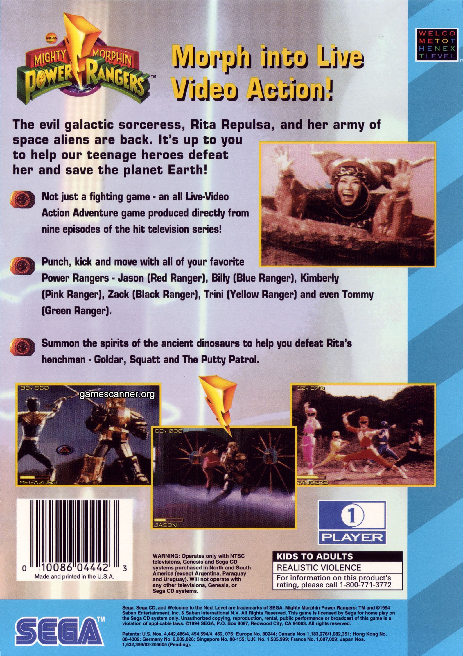 video game Mighty Morphin Power Rangers Image