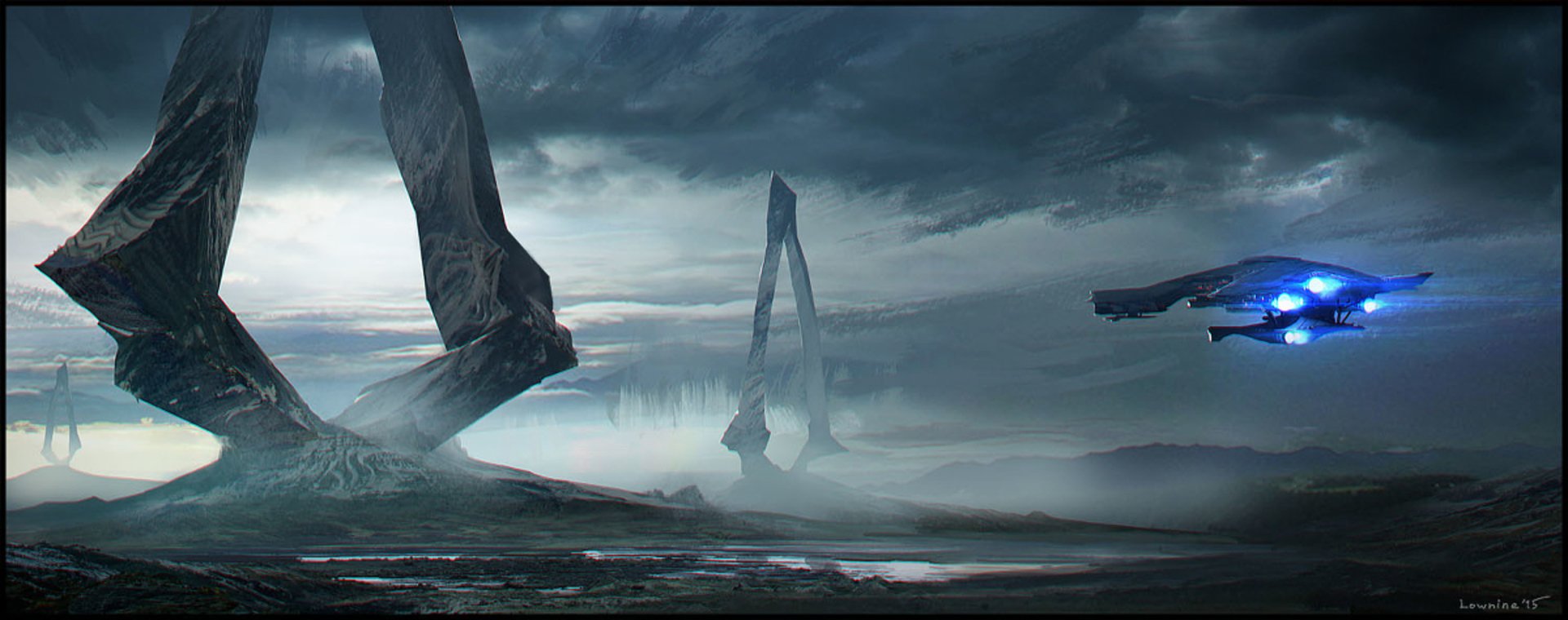 cloud sky Sci Fi spaceship Image