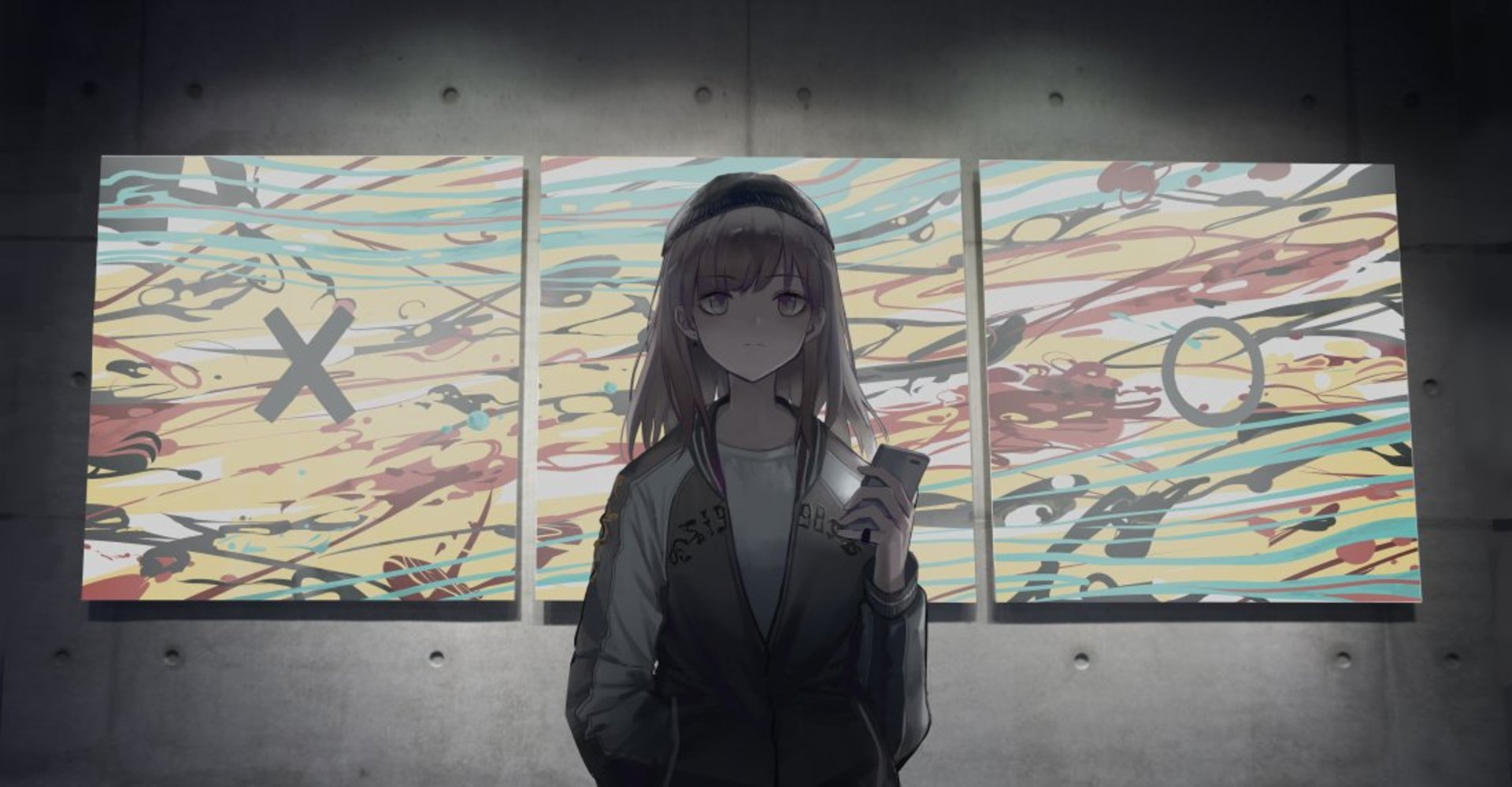 grey hair dark phone short hair painting Anime girl anime girl dark anime dark girl Image