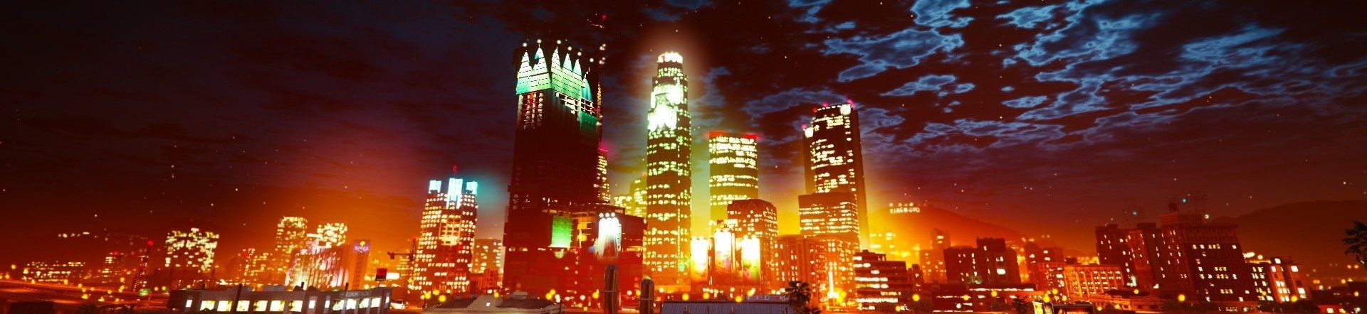 sky night skyscraper Los Santos city video game Grand Theft Auto V Image
