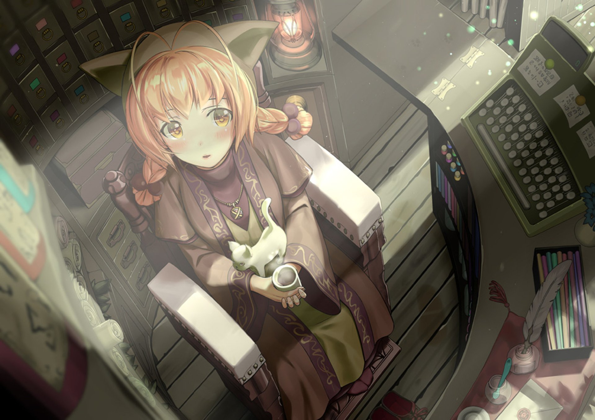 sunlight store blonde cat Anime Original anime cat Image