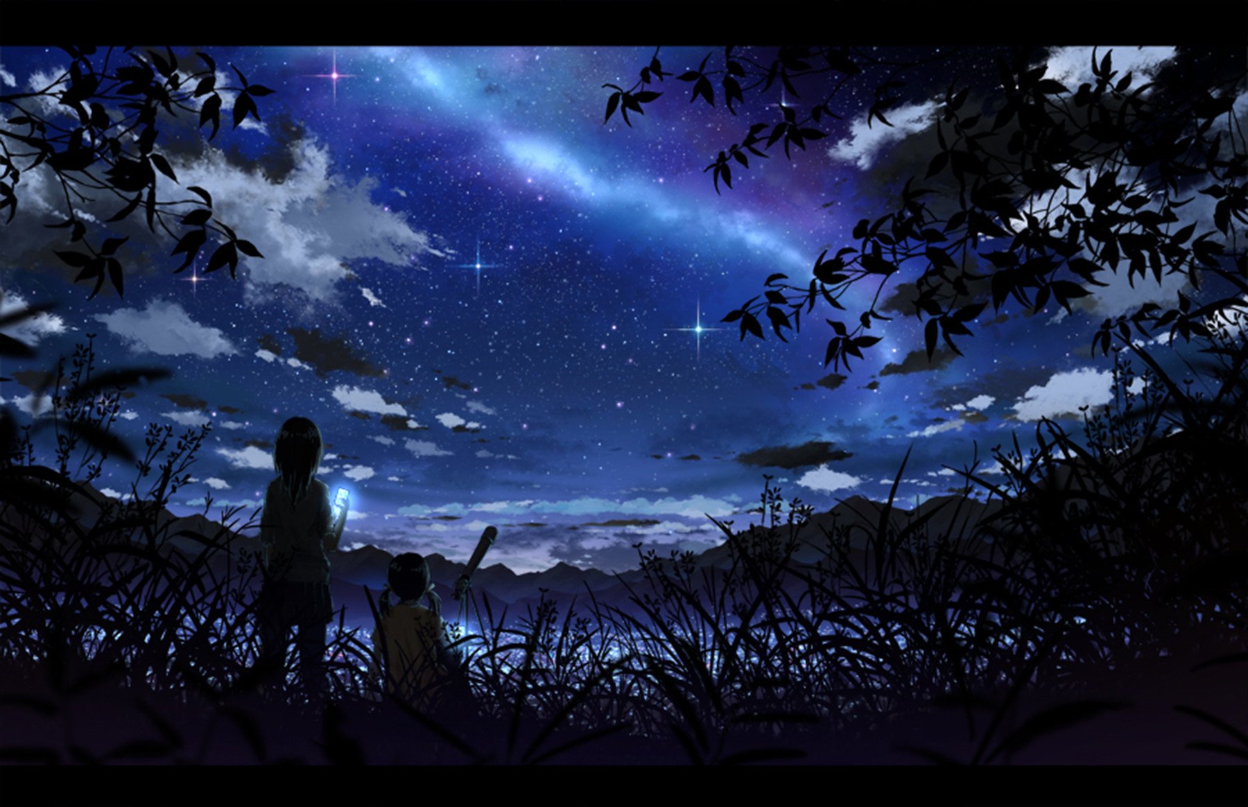 night people sky cloud star aurora australis Anime Original anime night Sky Anime Image