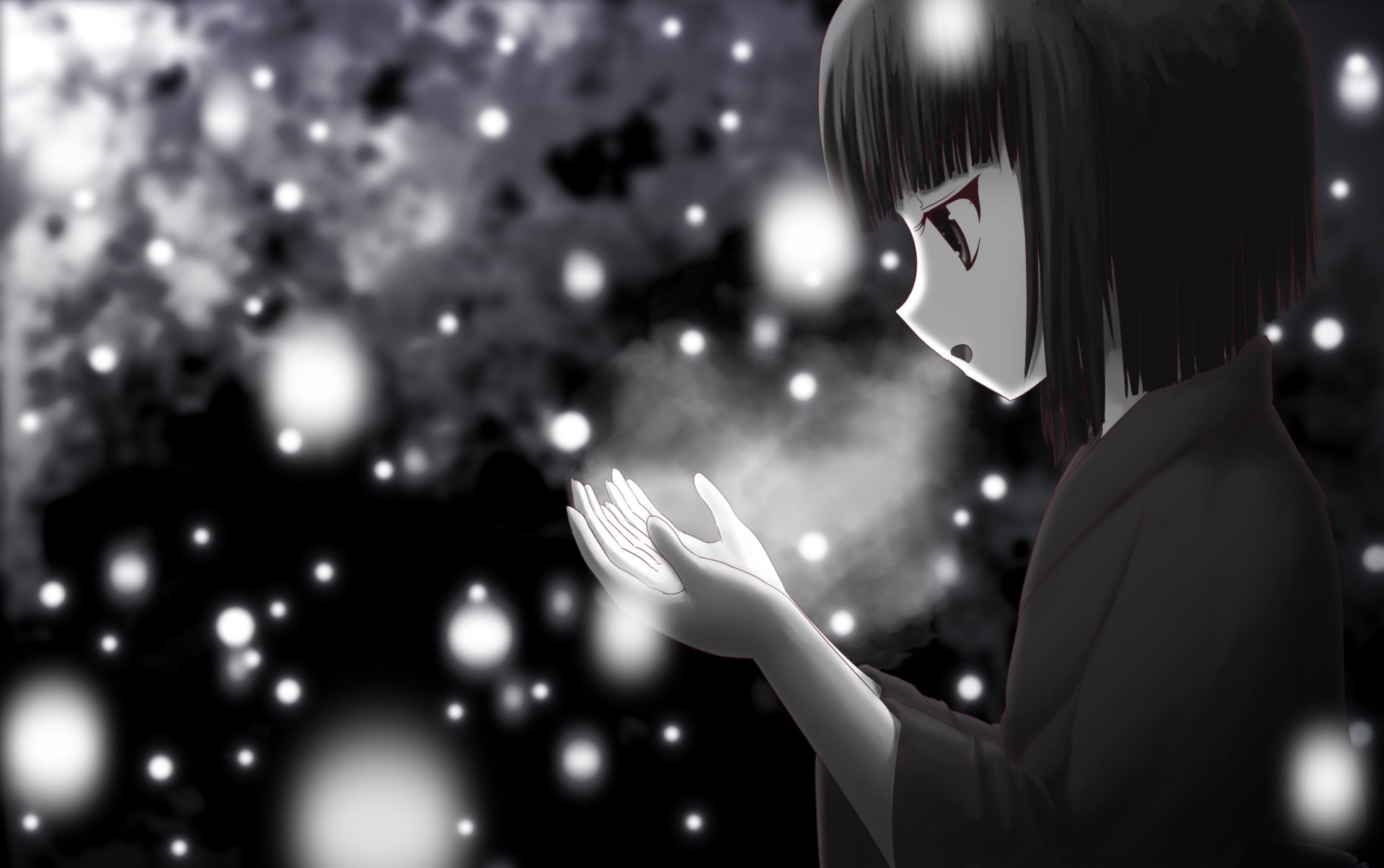 short hair black hair black eyes Anime Original Image