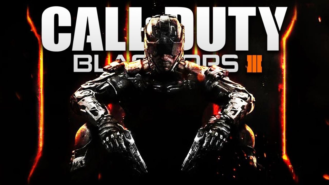 Cover art for the video game Call of Duty: Black Ops III — an armored futuristic soldier sits with elbows on knees against a dark backdrop with glowing orange accents.