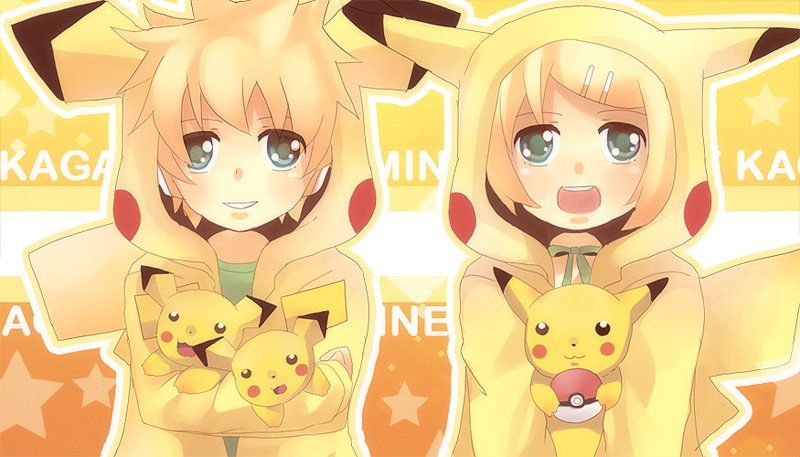  Kagamine Len and Kagamine Rin cosplaying as Pikachu by Lolipop