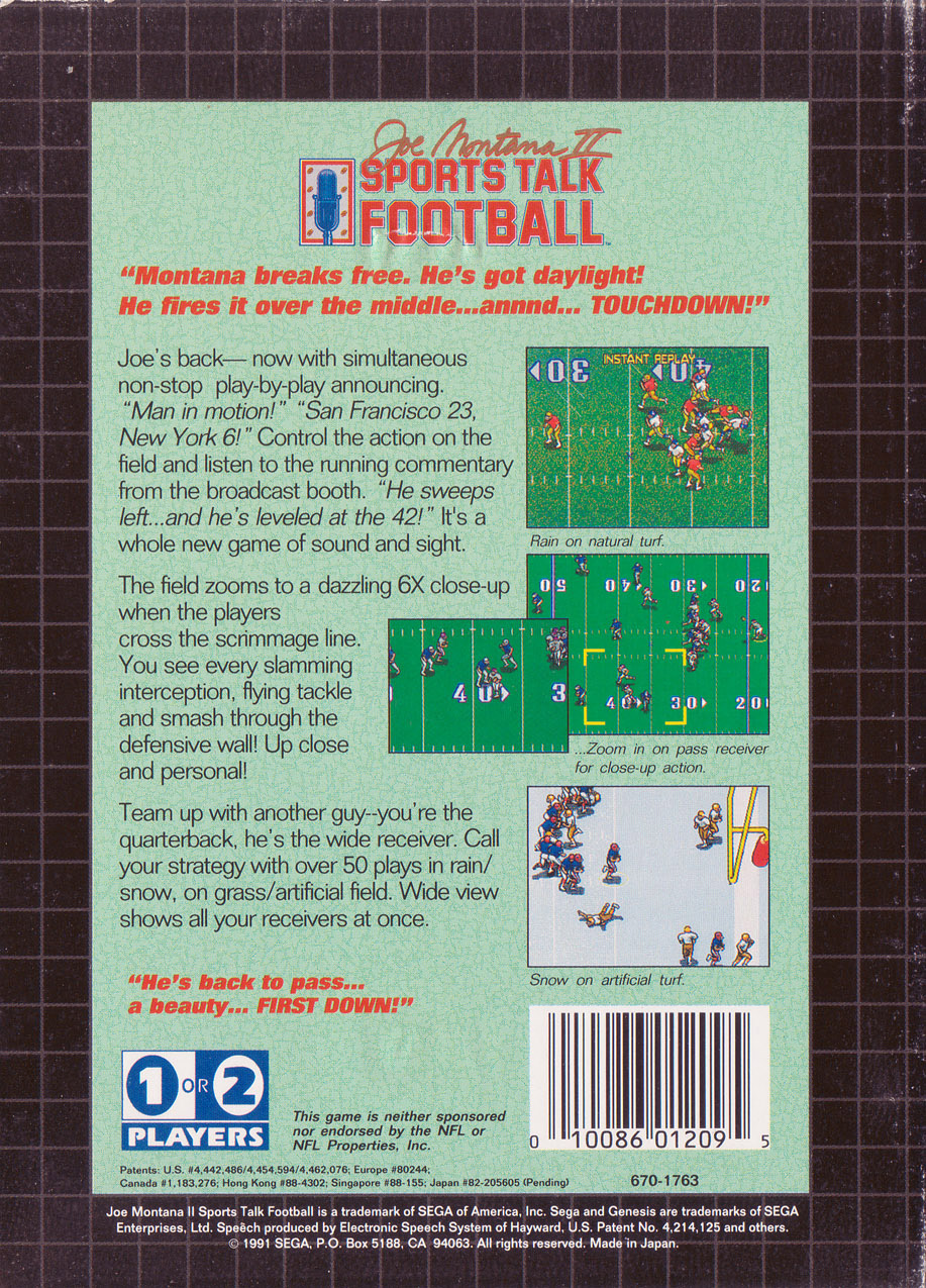 Joe Montana Football II: Sports Talk Football Picture