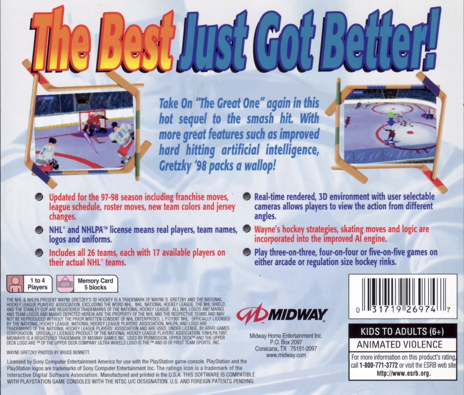 video game Wayne Gretzky's 3D Hockey '98 Image