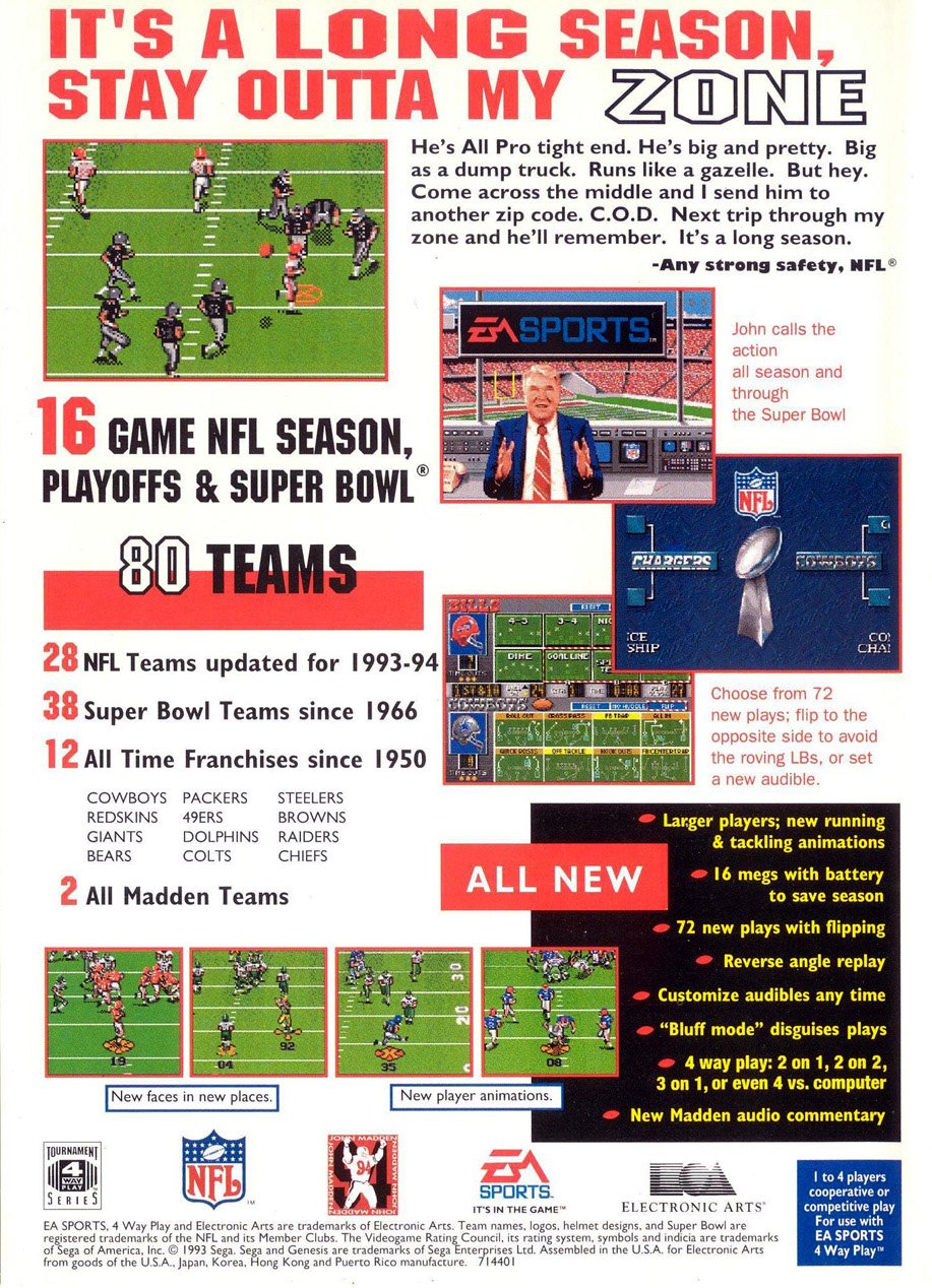 video game Madden NFL '94 Image