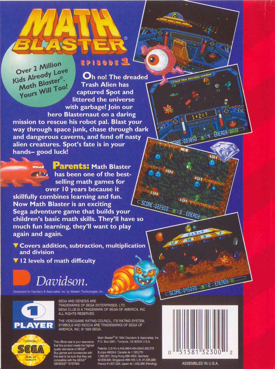 Math Blaster Episode I Video Game Box Art - ID: 16149 - Image Abyss