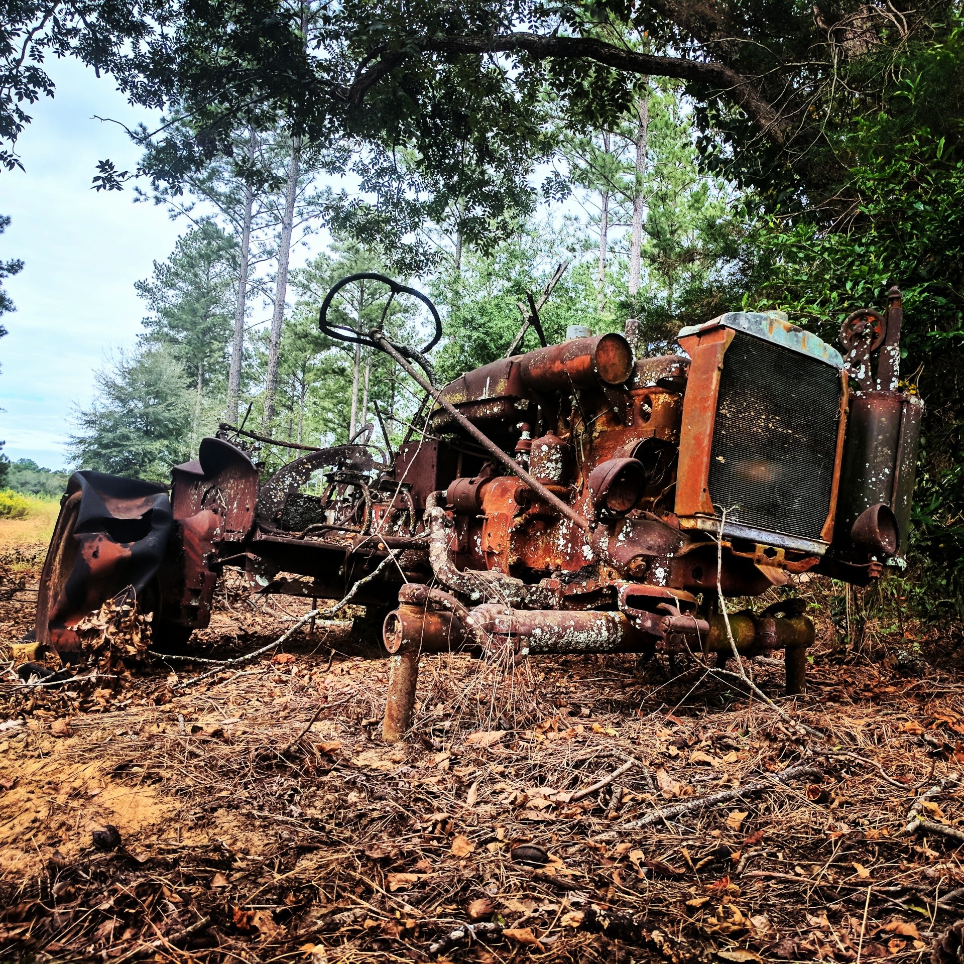 fall rust old tractor vehicle wreck Image