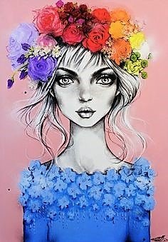 colorful wreath woman artistic Image
