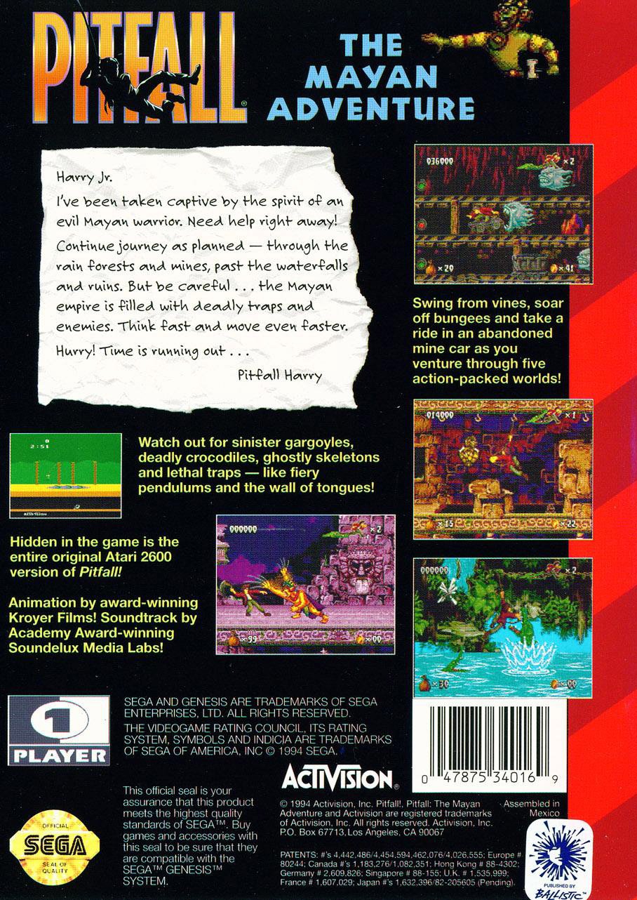 video game Pitfall: The Mayan Adventure Image