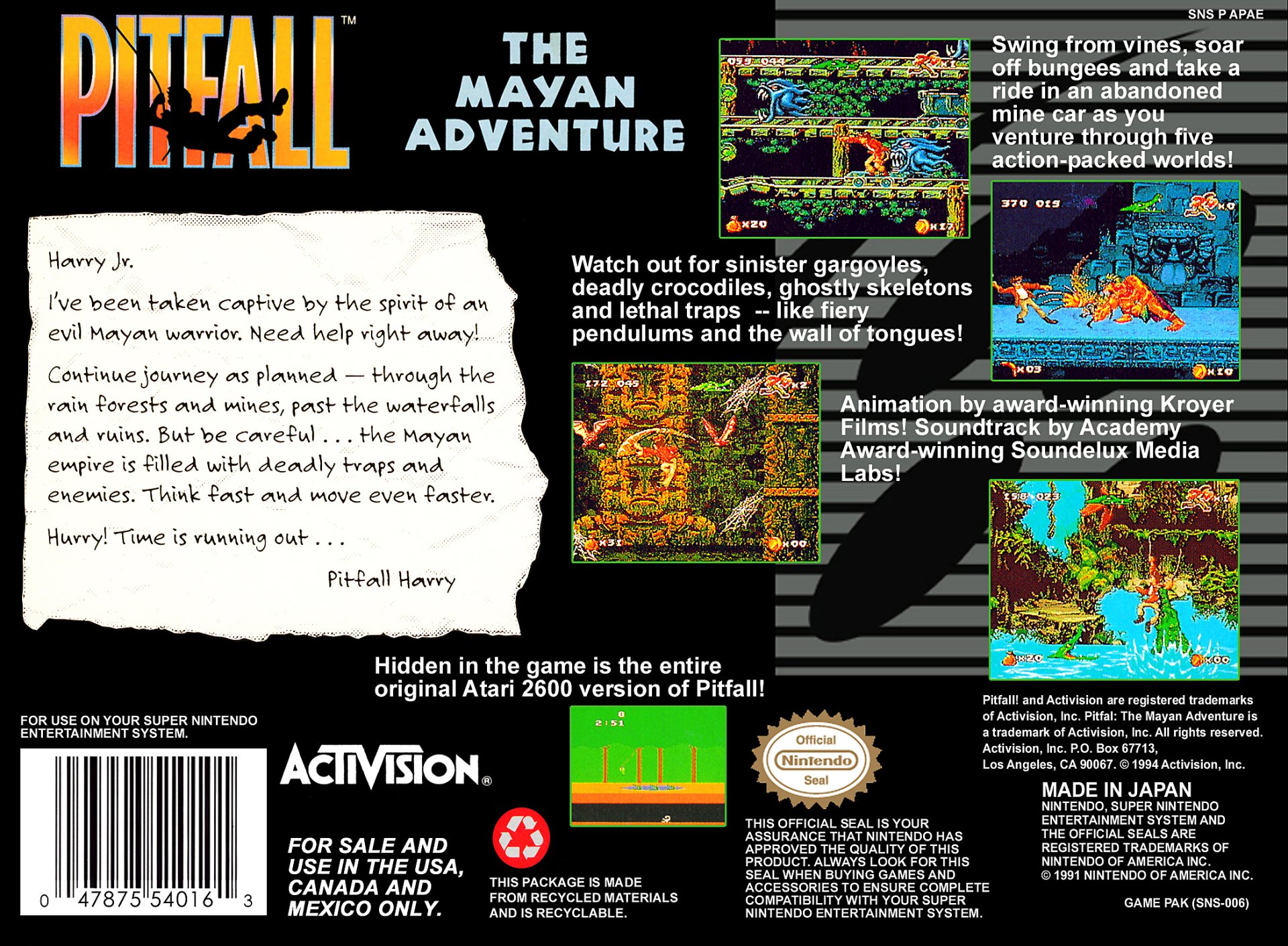video game Pitfall: The Mayan Adventure Image