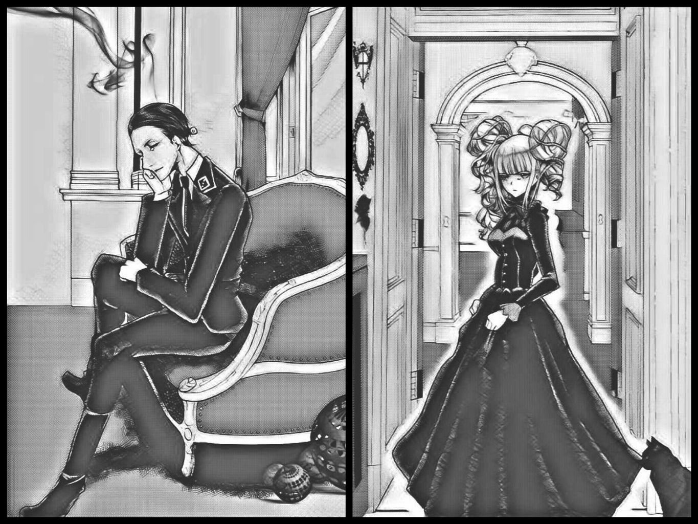 smoke military uniform couple gothic Yuusuke (lynch.) Reo (lynch.) monochrome music lynch. Image