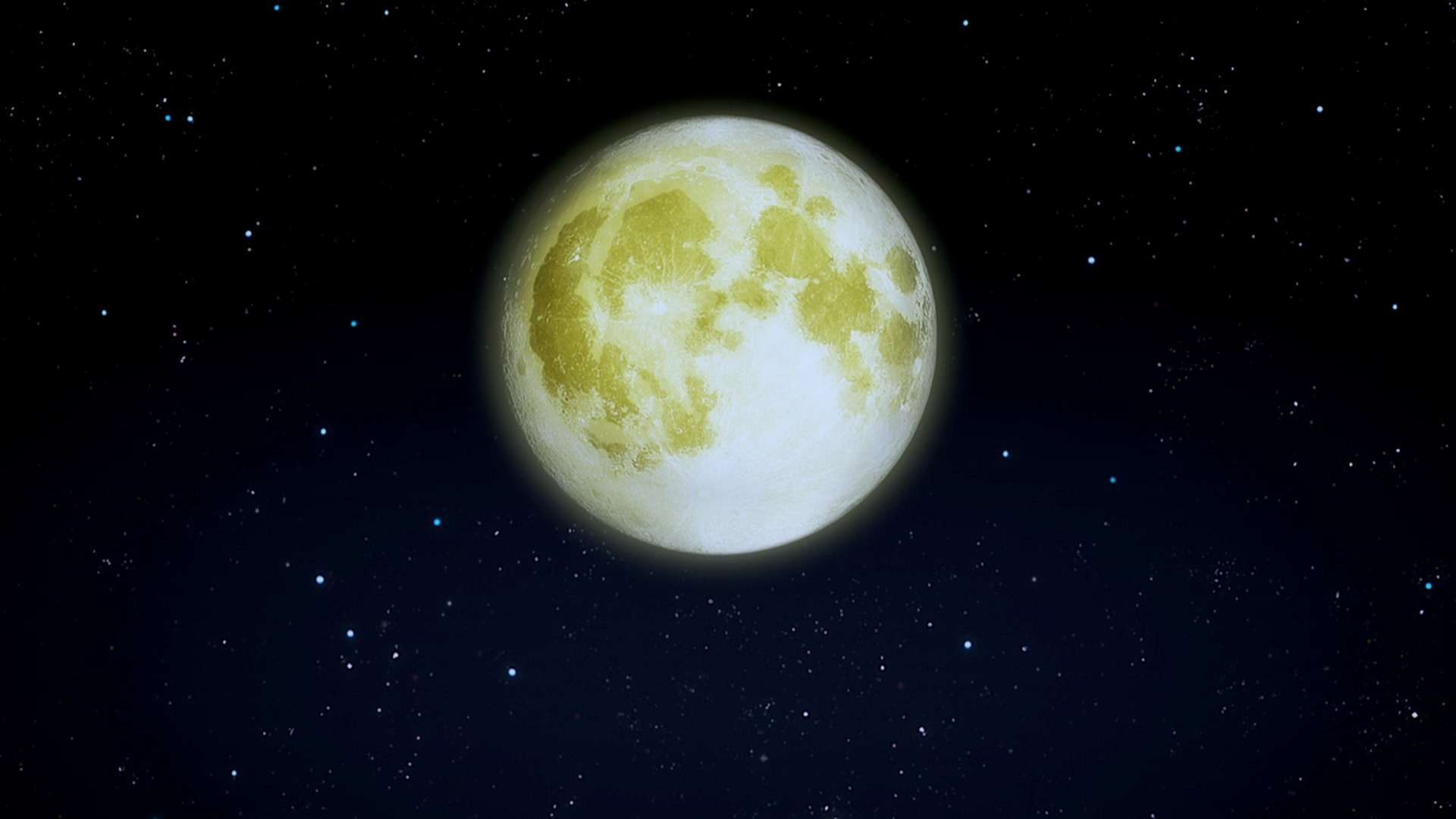 Anime Devilman: Crybaby–style pale yellow moon centered in a deep, star-filled space scene.