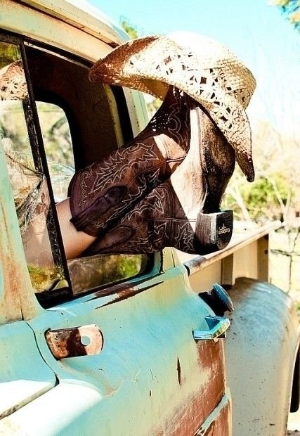 hat boots woman cowgirl Image