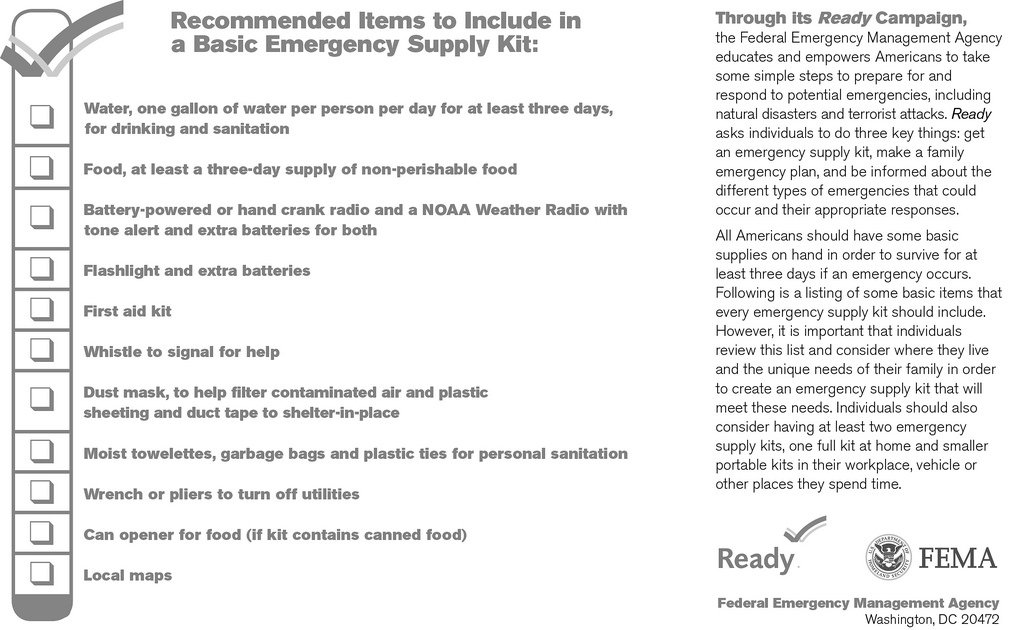  Recommended Items for Emergency Supply Kit