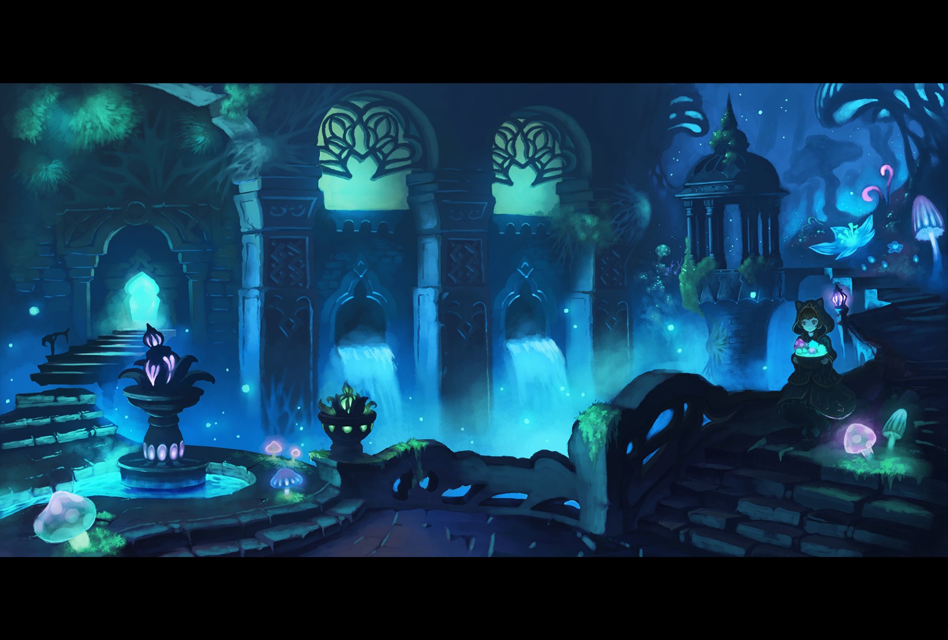 waterfall firefly (bug) Anime Original Image