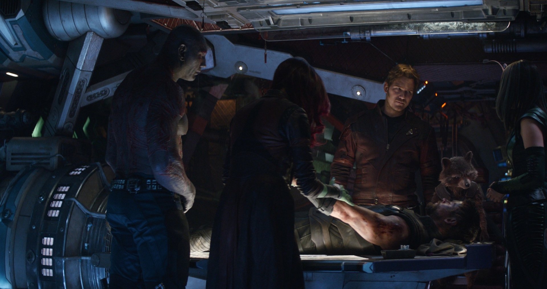 Pom Klementieff Chris Hemsworth Chris Pratt Zoe Saldana Dave Bautista Thor Mantis (Marvel Comics) Rocket Raccoon Star Lord Gamora Drax The Destroyer movie Avengers: Infinity War Image