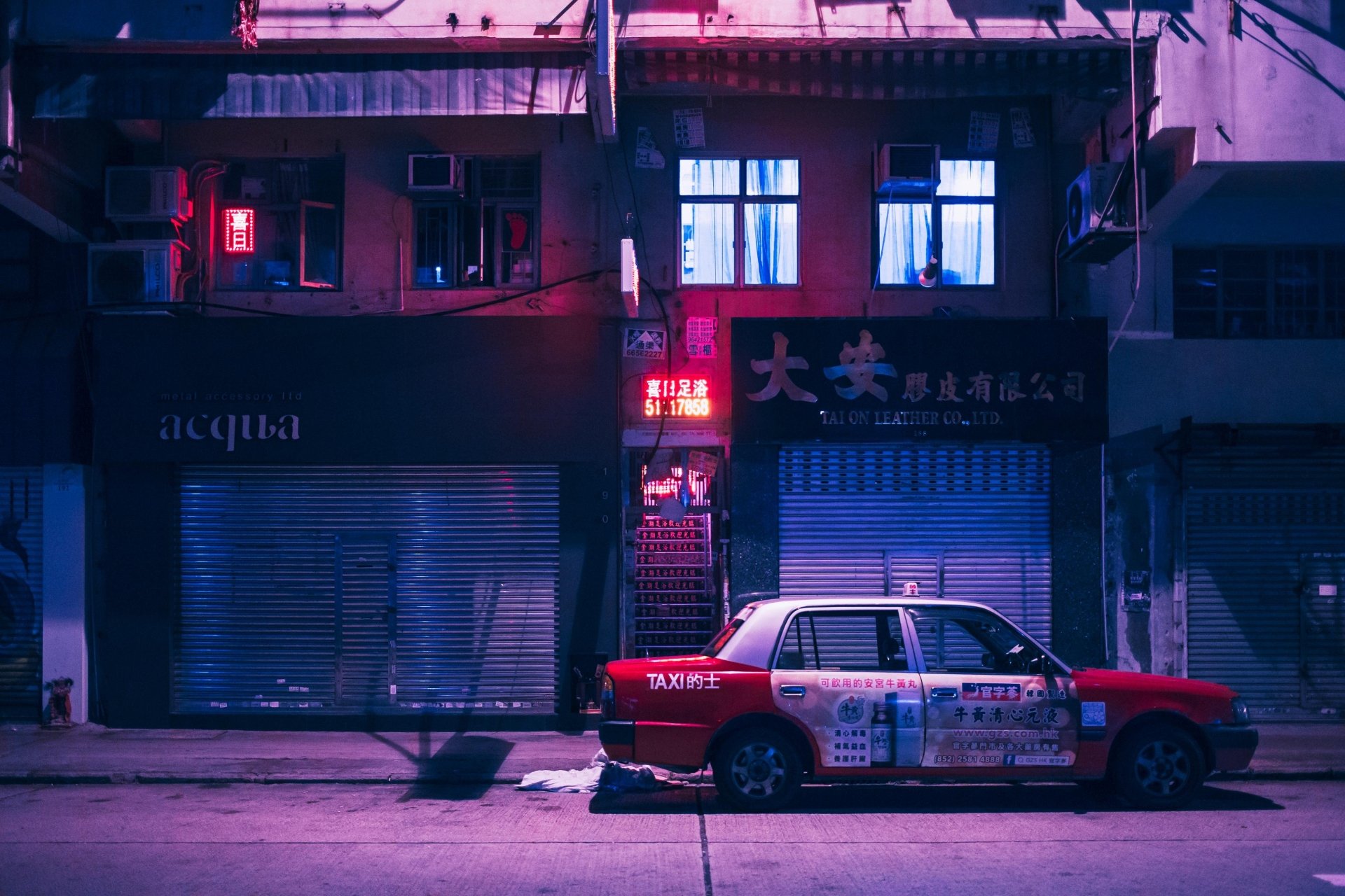 taxi vaporwave China Hong Kong man made city Image