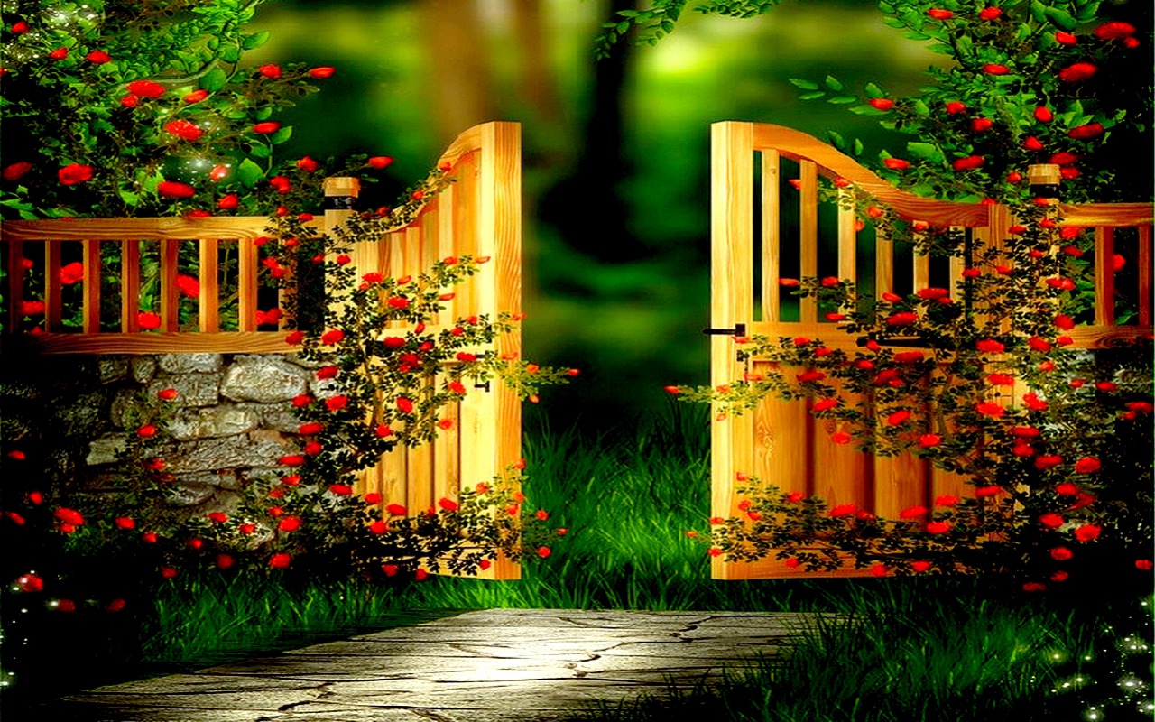 Открытая дверь в сказку. Сказочные ворота. Калитка в сад. Дверь в сказку. Красивые сказочные ворота.