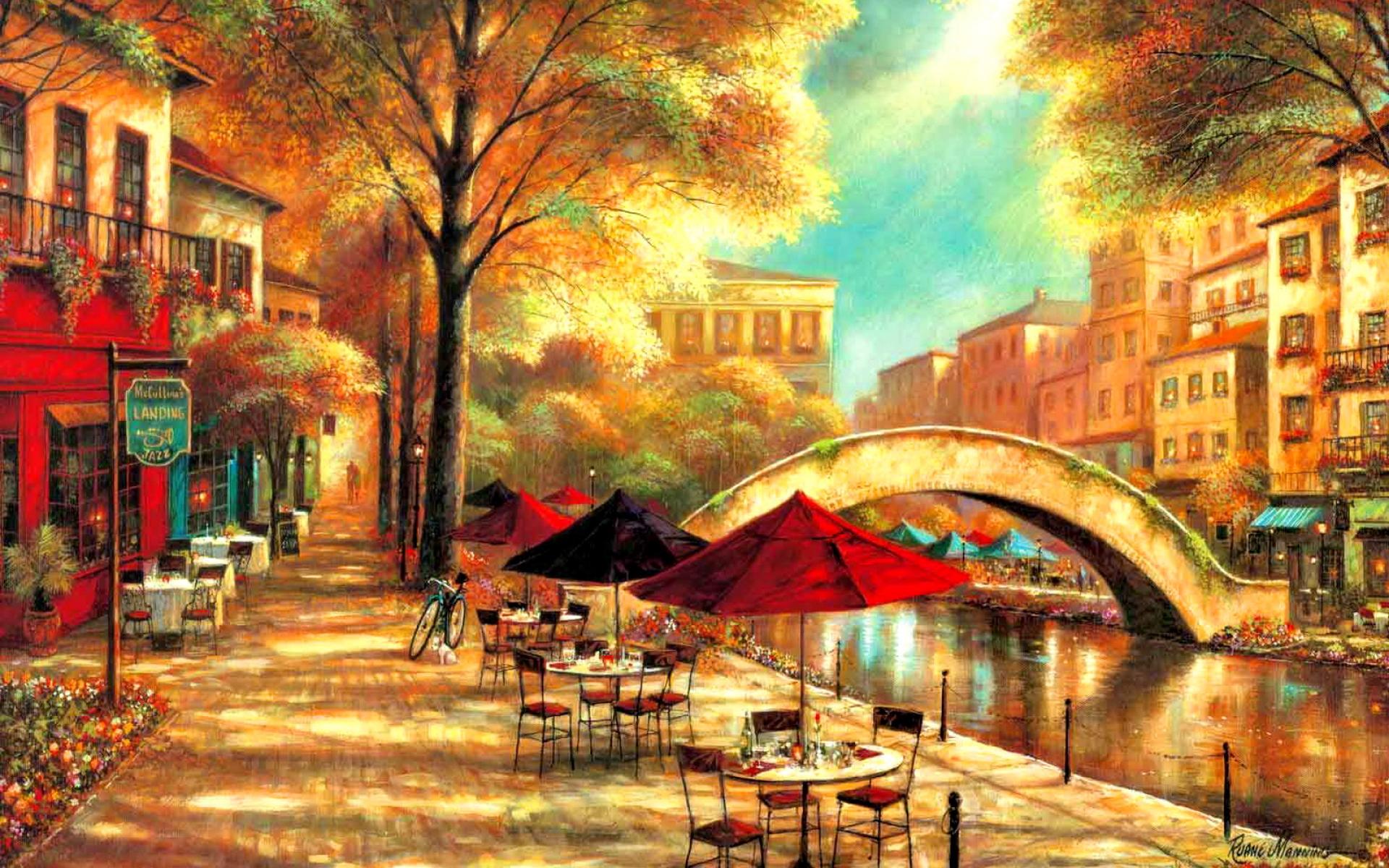 Cafe River Bridge by Ruane Manning