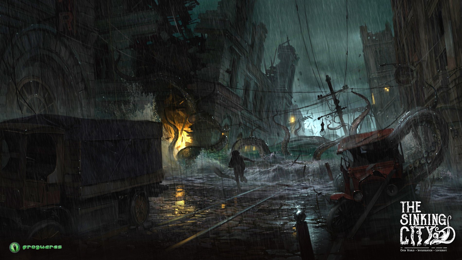 video game The Sinking City sinking city storm flooding Image