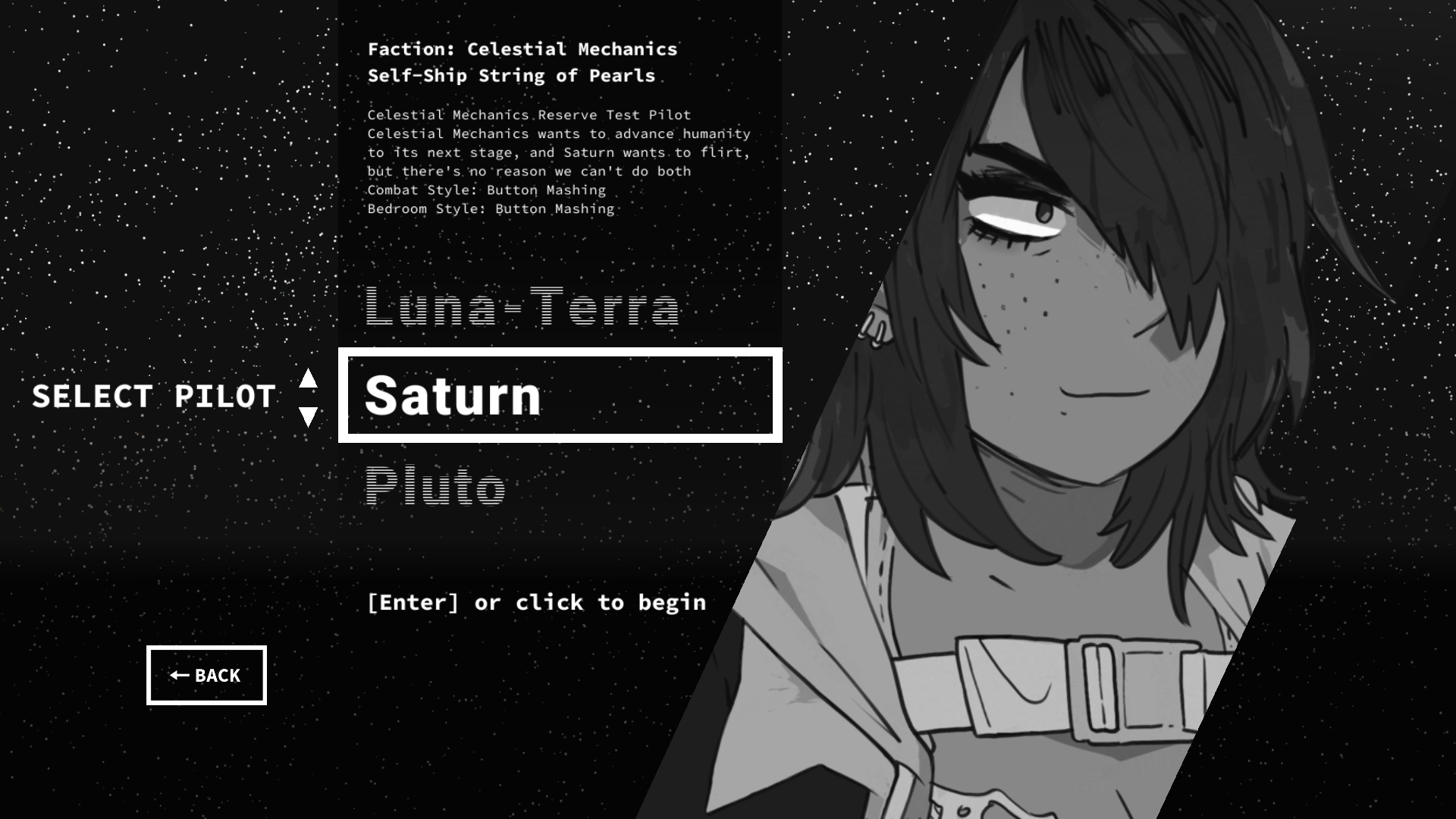 video game Heaven Will Be Mine space character selection Digital Art Image