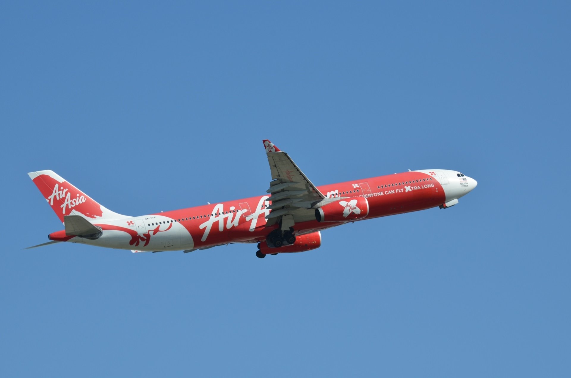  9M-XXE AirAsia X Airbus A330-343 over Sydney Airport
