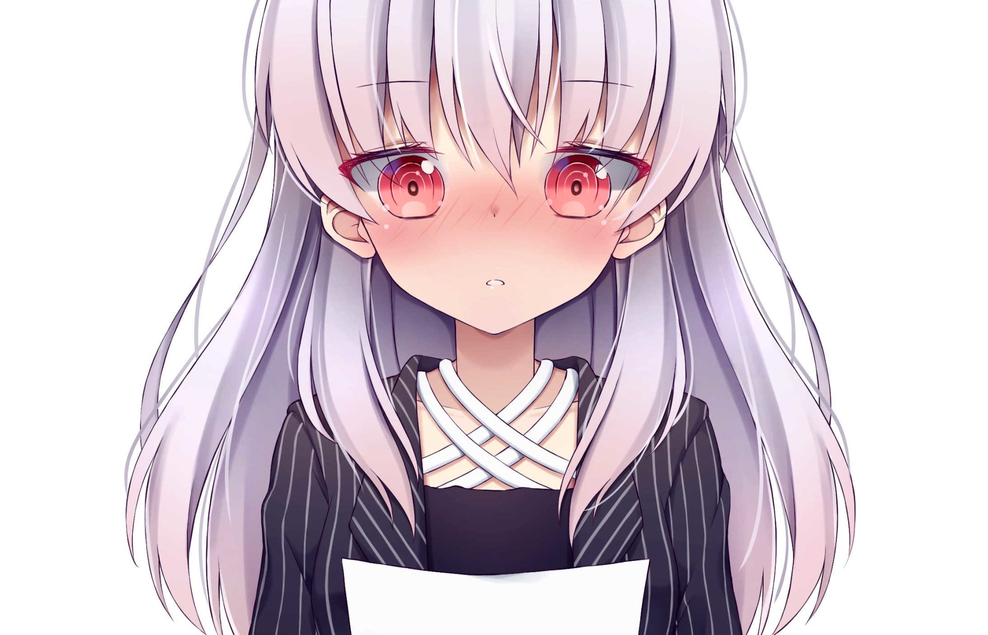 blush red eyes white hair Anime girl anime girl Image