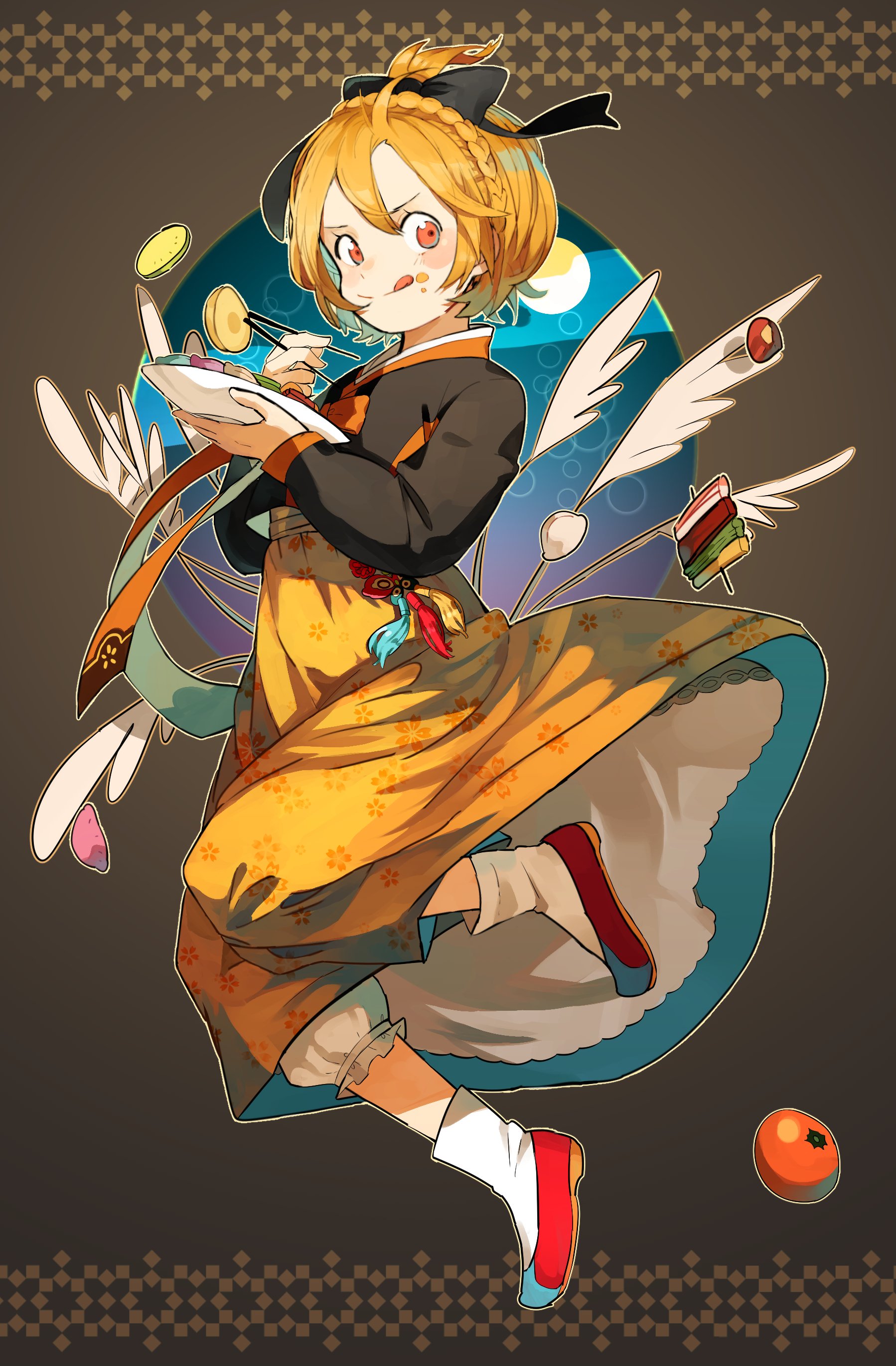 orange eyes blonde eating Felt (Re:ZERO) Anime Re:Zero - Starting Life in Another World Image