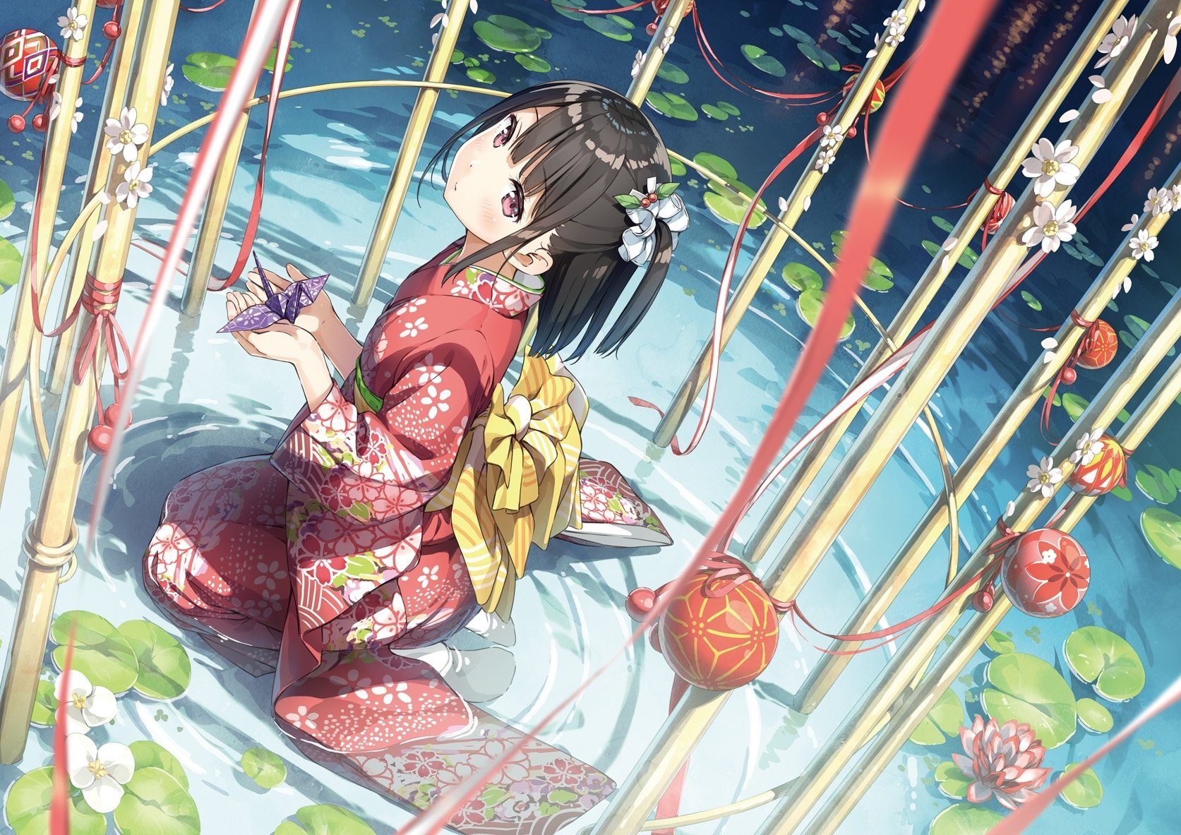 Download Water Kimono Anime Girl Anime Girl Image